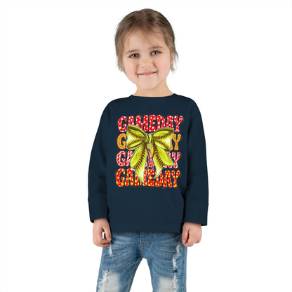 Gameday Toddler Long Sleeve Tee – Cheer Bow Football Fan Shirt