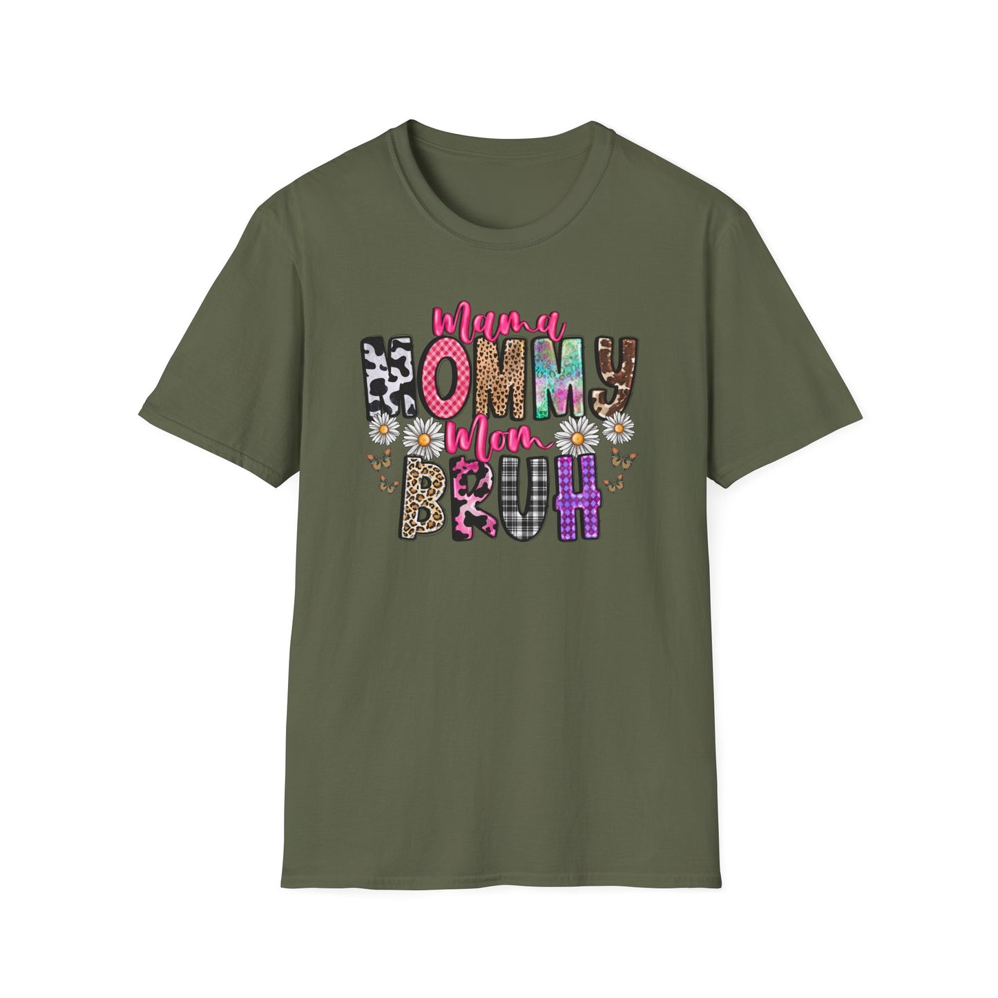 Mommy Brűh Graphic T-Shirt — Colorful Leopard & Floral Mom Shirt