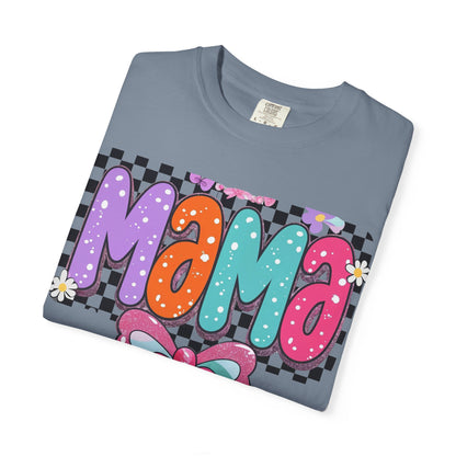 Mama Graphic T-Shirt — Colorful Retro Bow Design- COMFORT COLORS
