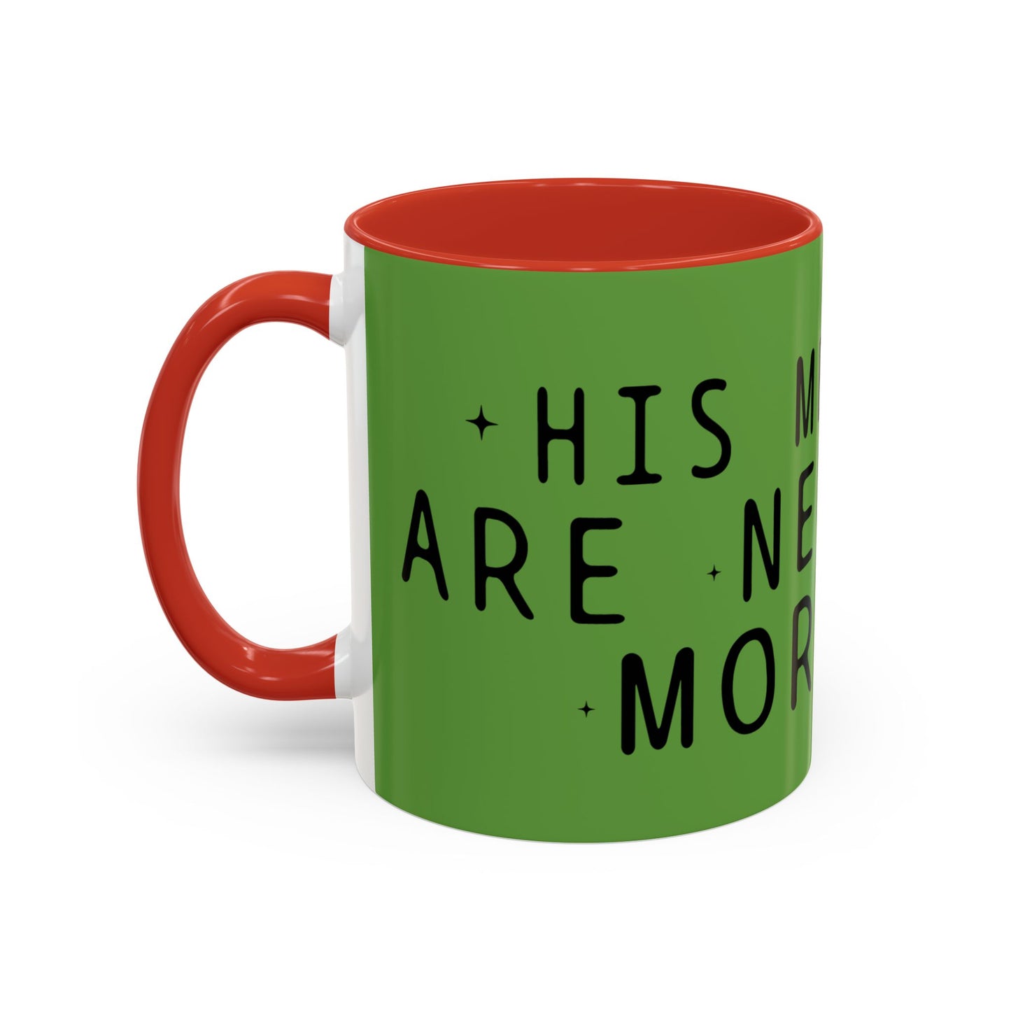 Green Accent Coffee Mug — "New Mercies Every Morning" Inspirational Tea & Coffee Cup