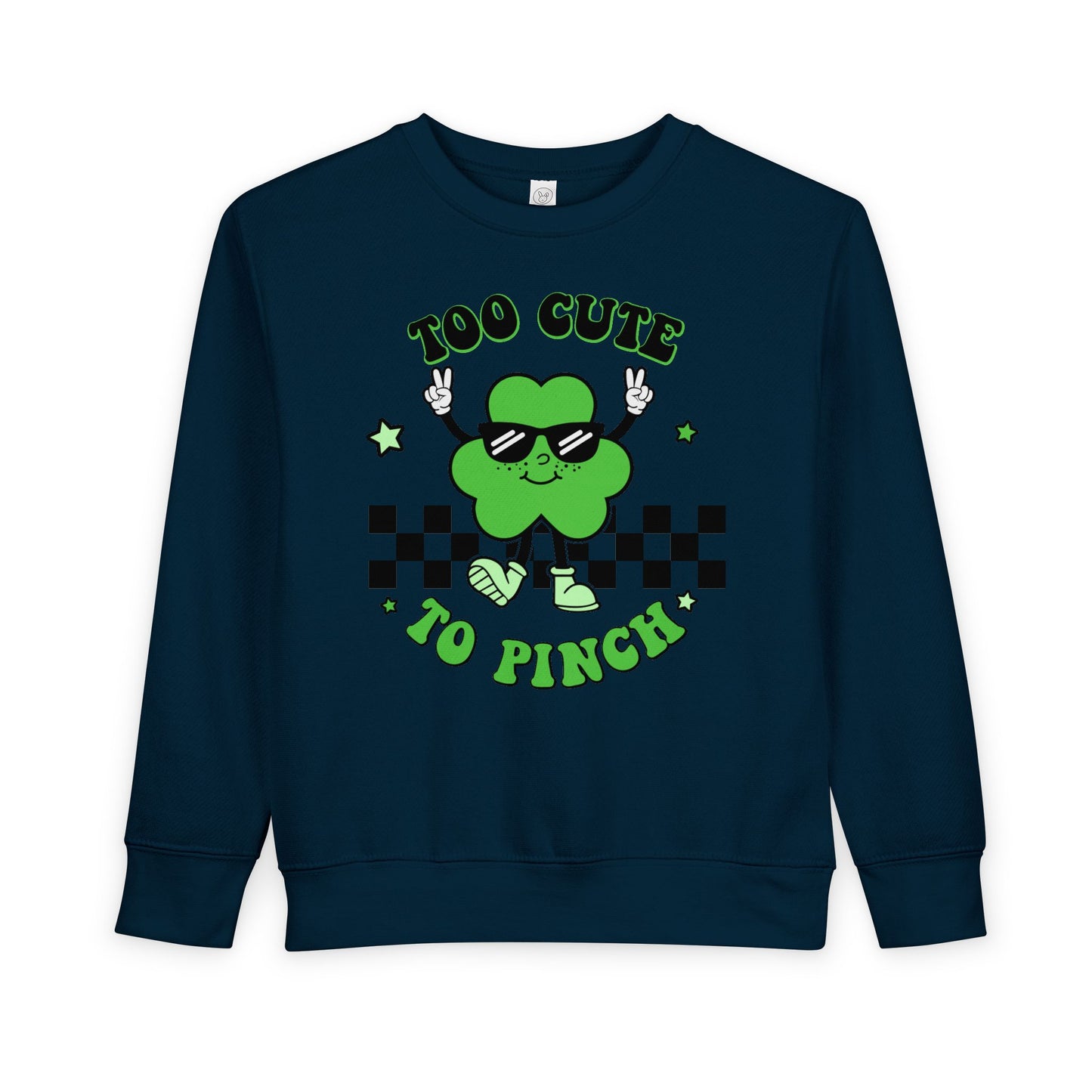 Toddler Sweatshirt — "Too Cute to Pinch" St. Patrick's Day Shamrock Sweatshirt for Babies & Toddlers