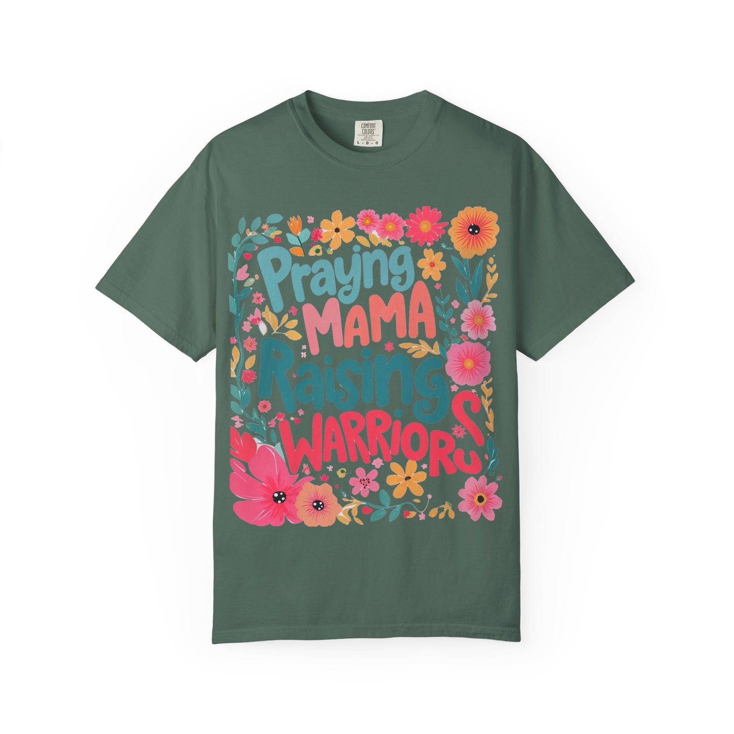 Praying Mama Raising Warrior T-Shirt — Floral Christian Mom Tee