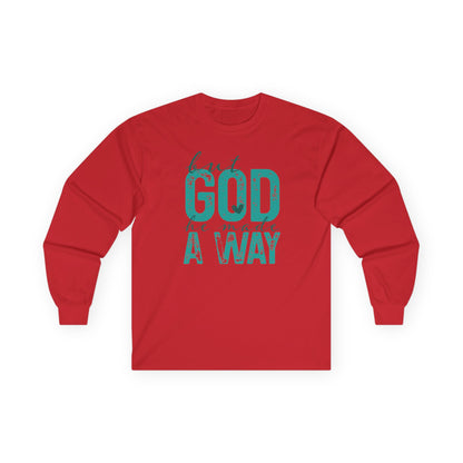 Long Sleeve Tee — 'But God Made A Way' Inspirational Faith Shirt