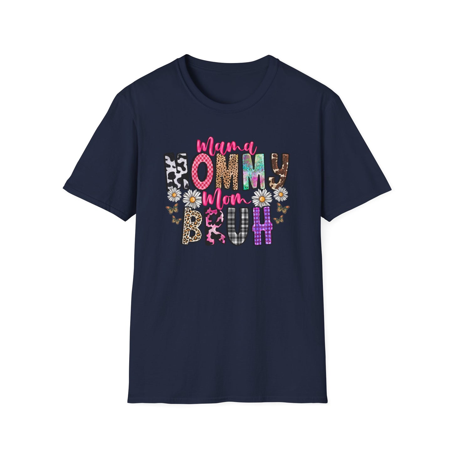Mommy Brűh Graphic T-Shirt — Colorful Leopard & Floral Mom Shirt