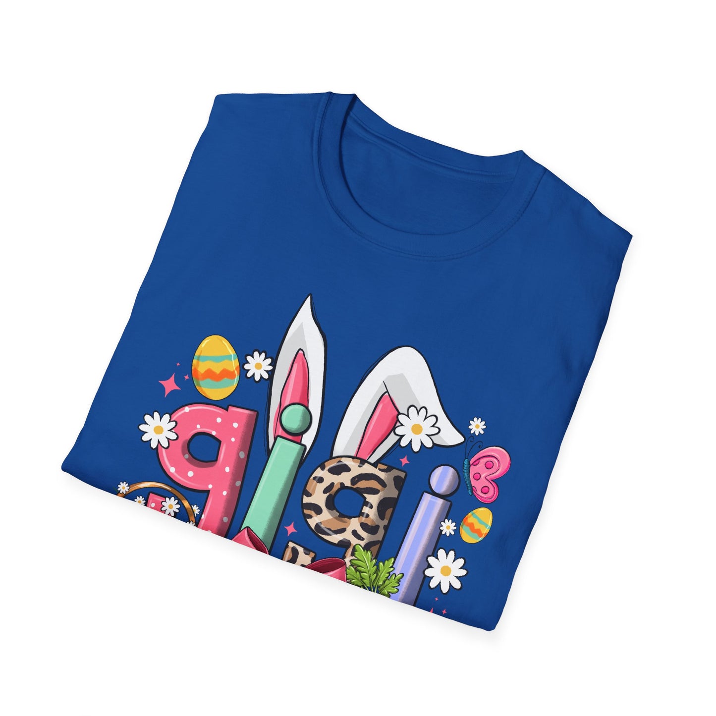 Easter Girl Bunny Tee – Floral Eggs, Carrot & Pink Bow Graphic T-Shirt