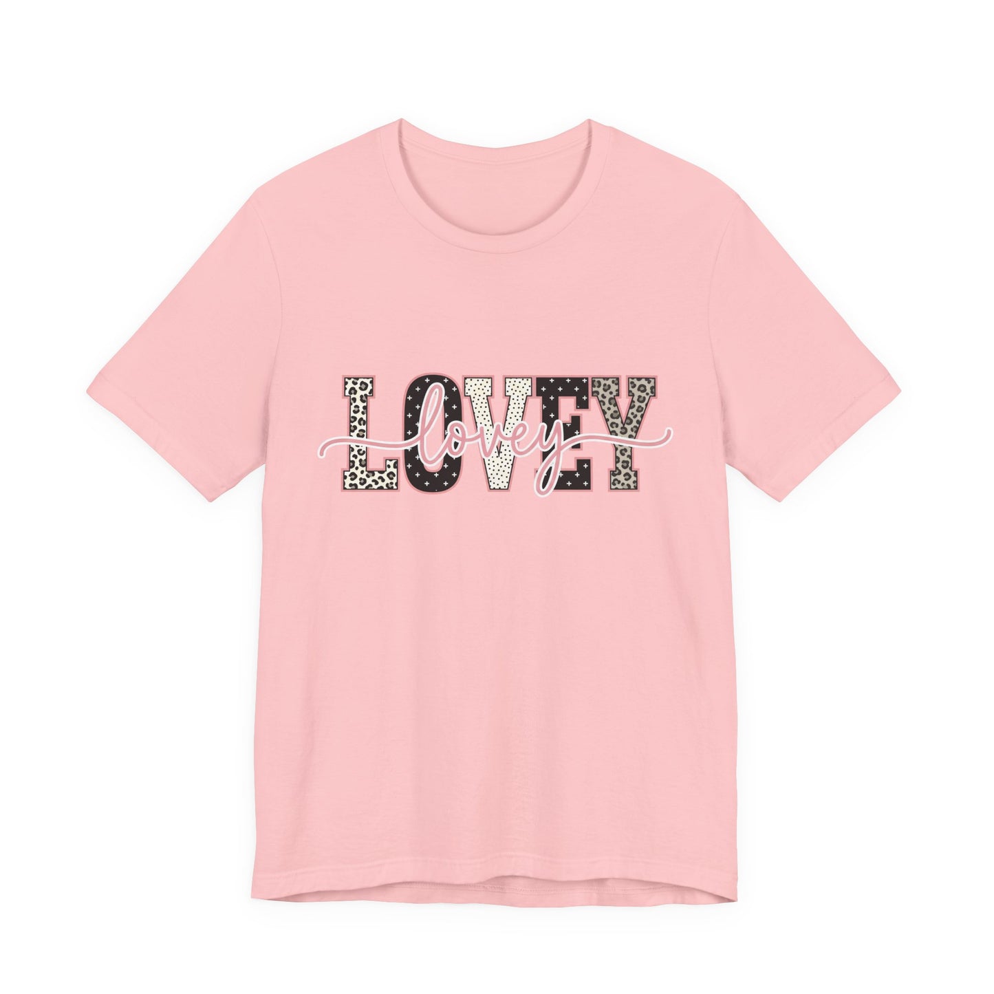 Lovey Mom T-Shirt — 'Lovely' Script Over 'MOM' Leopard Print Tee