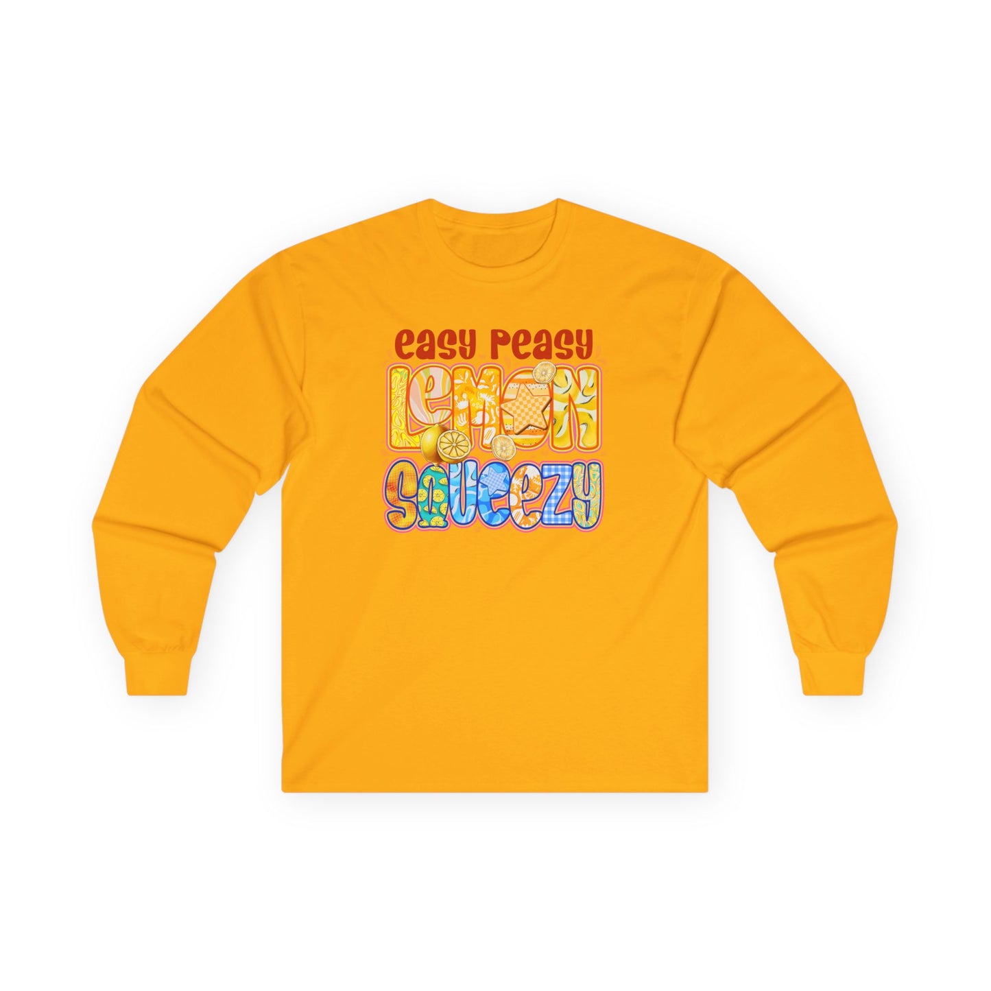 Easy Peasy Lemon Squeezy Long Sleeve Tee — Retro Colorful Graphic Shirt