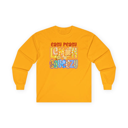 Easy Peasy Lemon Squeezy Long Sleeve Tee — Retro Colorful Graphic Shirt