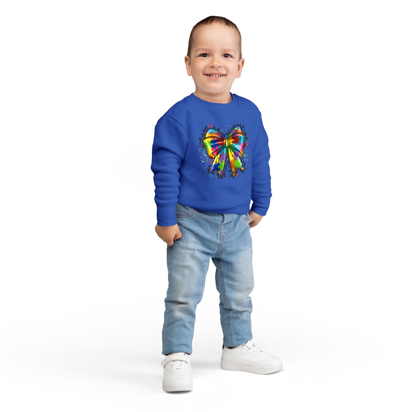 Rainbow Bow Toddler Sweatshirt — Colorful Tie-Dye Bow Graphic for Kids