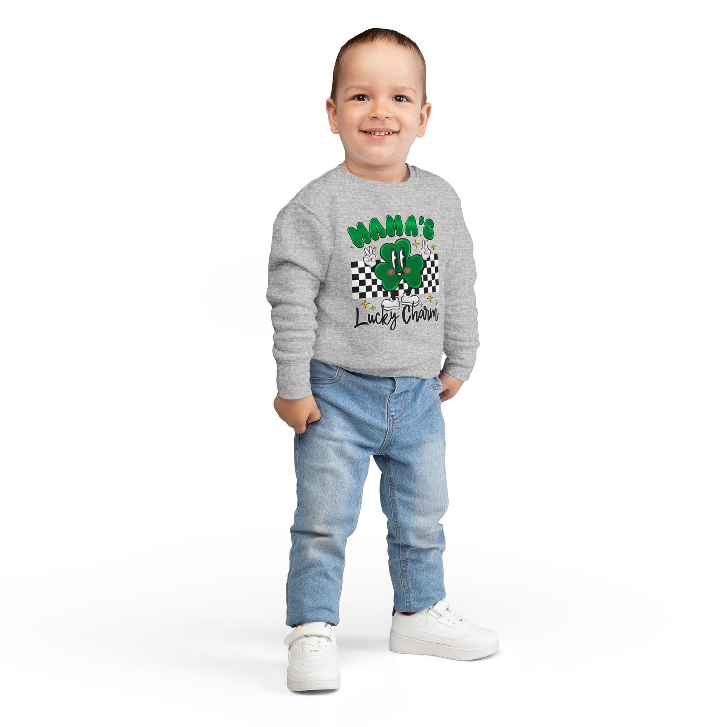 Mama's Lucky Charm Toddler Sweatshirt – Cute St. Patrick's Day Clover Crewneck