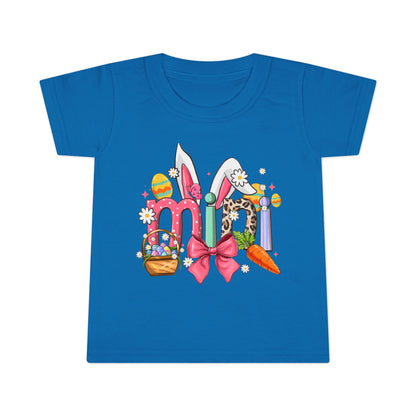 Easter Bunny Letters Toddler T-Shirt — Cute Spring Easter Egg & Carrot Design