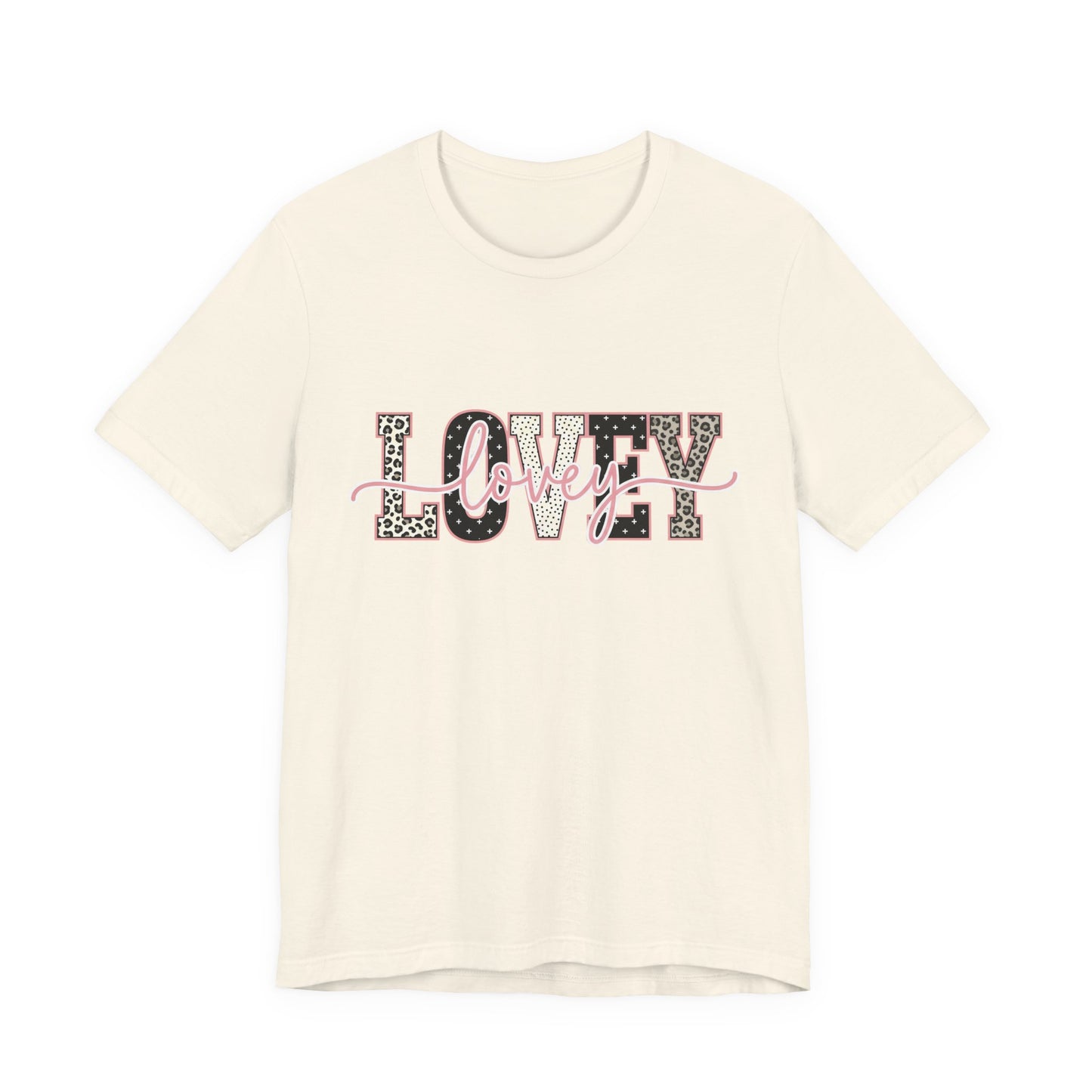 Lovey Mom T-Shirt — 'Lovely' Script Over 'MOM' Leopard Print Tee