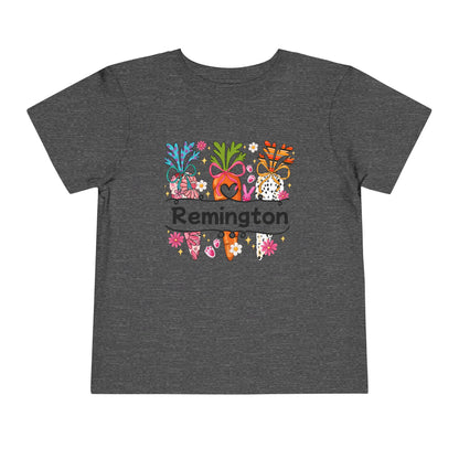 Personalized Toddler Tee — Colorful Easter Carrot Gnome Name Shirt (Remington)