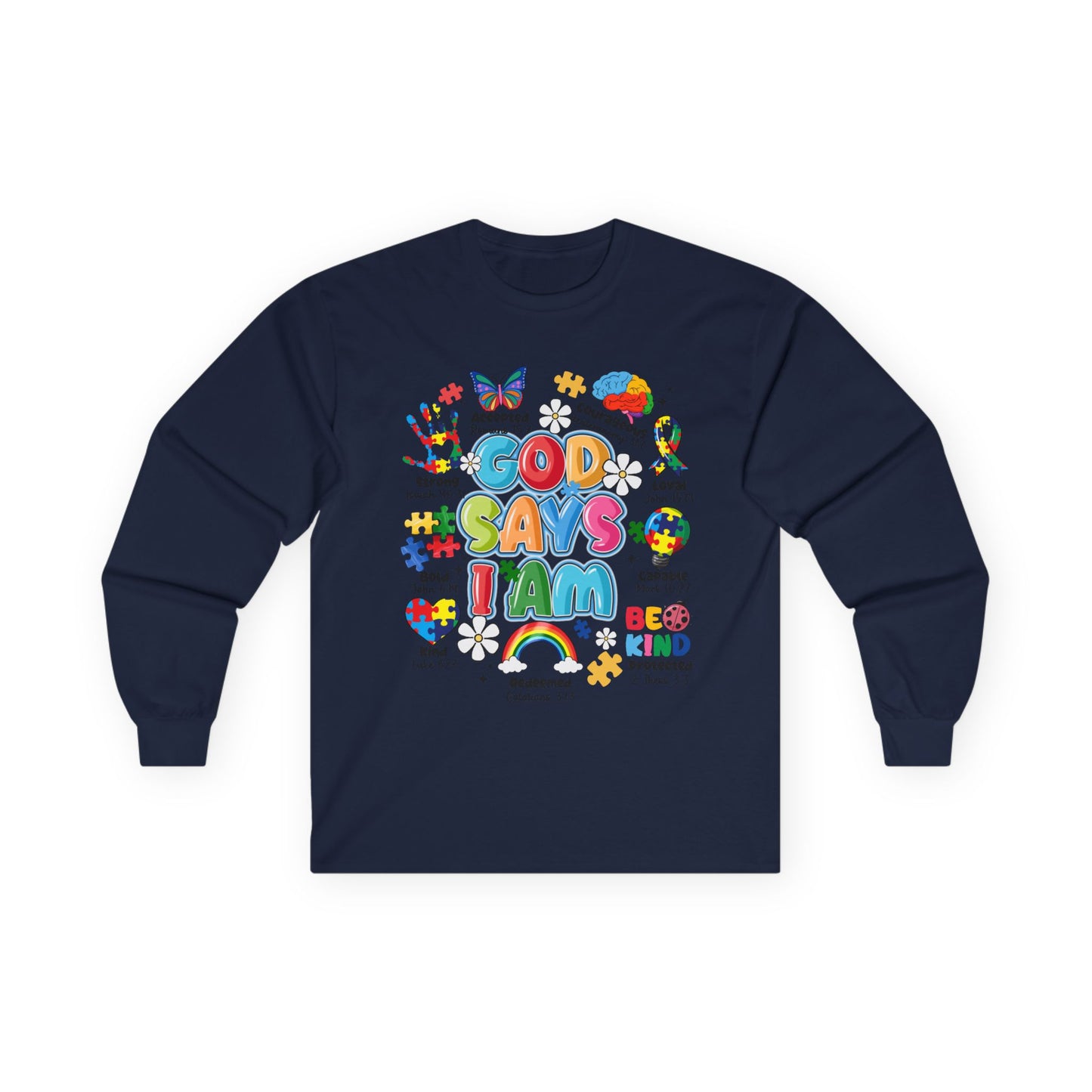 God Says I Am Long Sleeve Tee — Positive Christian Kids Faith Shirt