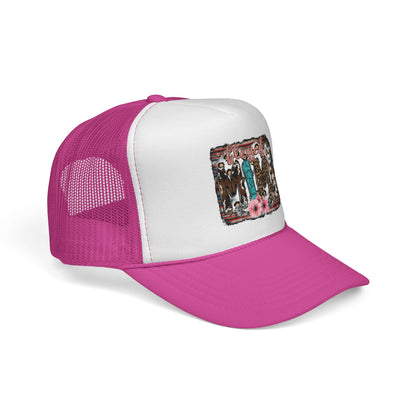 Cowgirl Trio Trucker Cap — Western Floral Graphic Mesh Hat