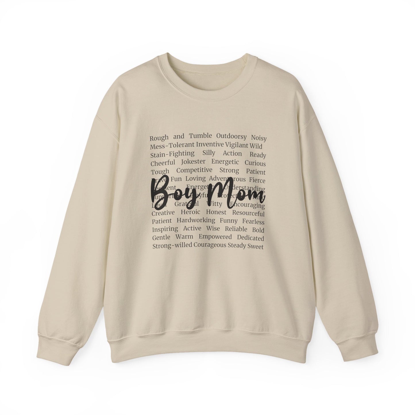 Boy Mom Crewneck Sweatshirt — Script Text Design for Proud Mothers
