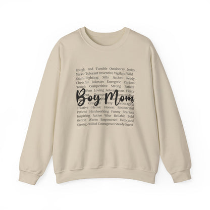 Boy Mom Crewneck Sweatshirt — Script Text Design for Proud Mothers