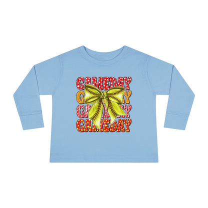 Gameday Toddler Long Sleeve Tee – Cheer Bow Football Fan Shirt