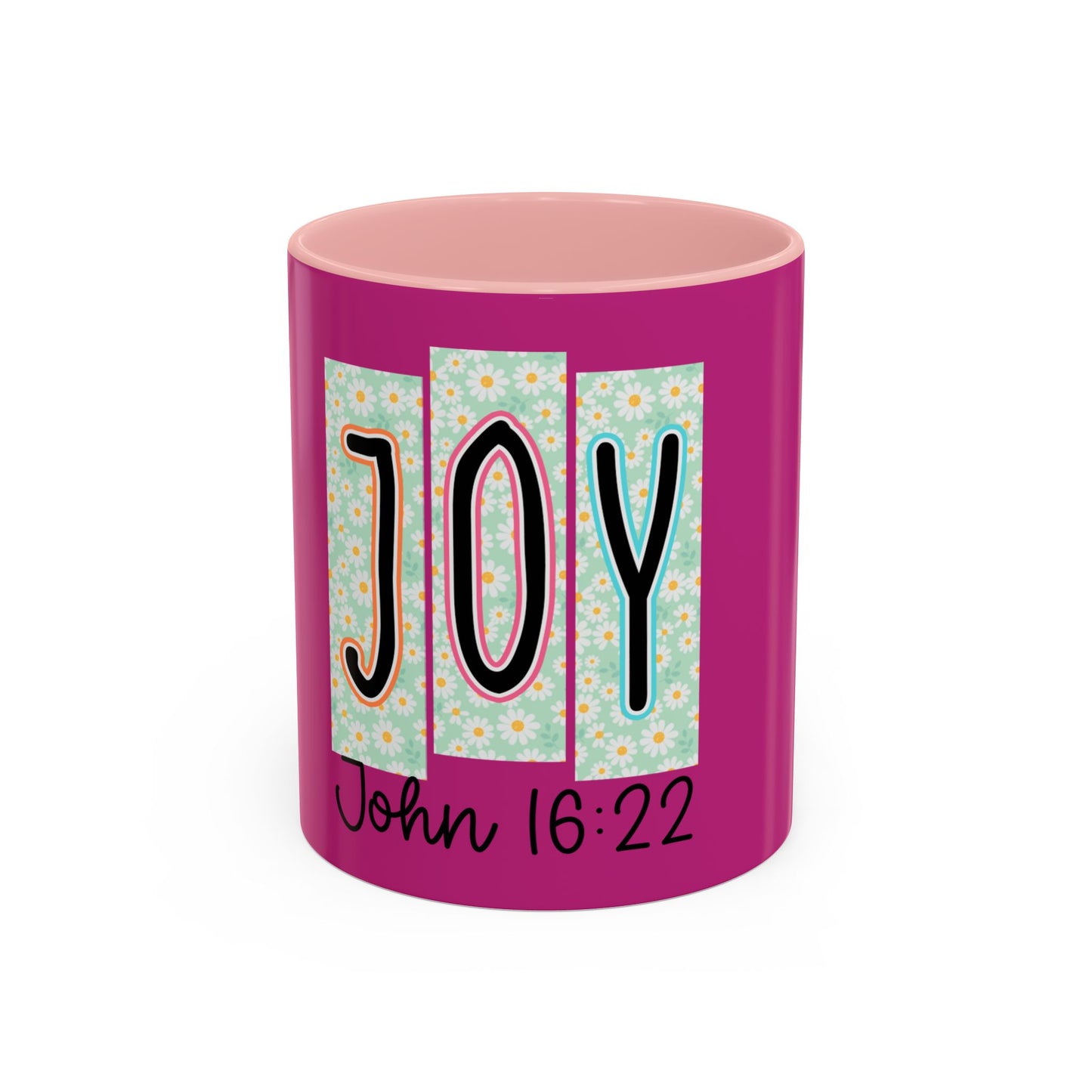 Joy John 16:22 Accent Coffee Mug — Christian Inspirational Ceramic Mug