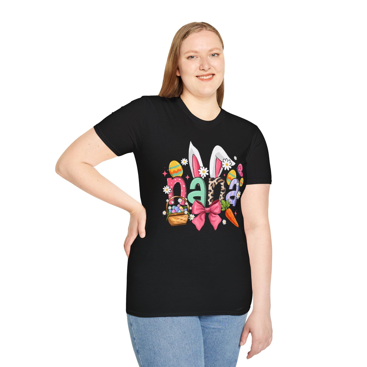 Nana Easter Bunny T-Shirt — Cute Spring Floral & Basket Design