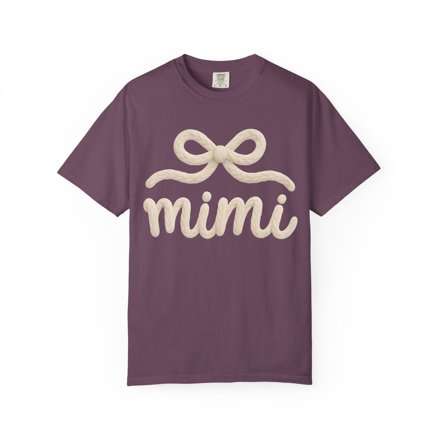 Mimi Bow Script T-Shirt — Soft Cream Knit Lettering Gift Tee
