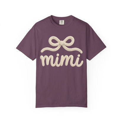Mimi Bow Script T-Shirt — Soft Cream Knit Lettering Gift Tee