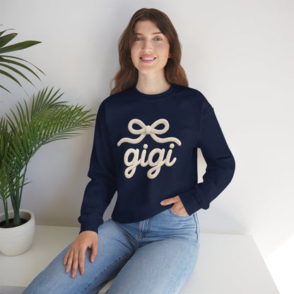 Gigi Cozy Crewneck Sweatshirt – Soft Script Bow Graphic