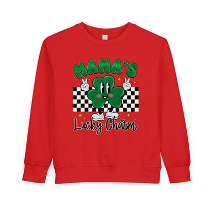 Mama's Lucky Charm Toddler Sweatshirt – Cute St. Patrick's Day Clover Crewneck