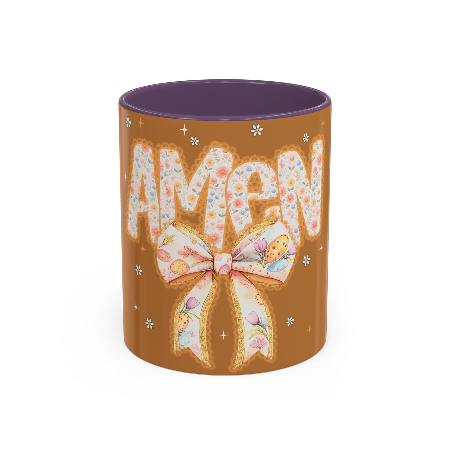 Accent Mug — 'Amen' Floral Bow Coffee Mug (11/15oz) — Faith-Inspired Gift