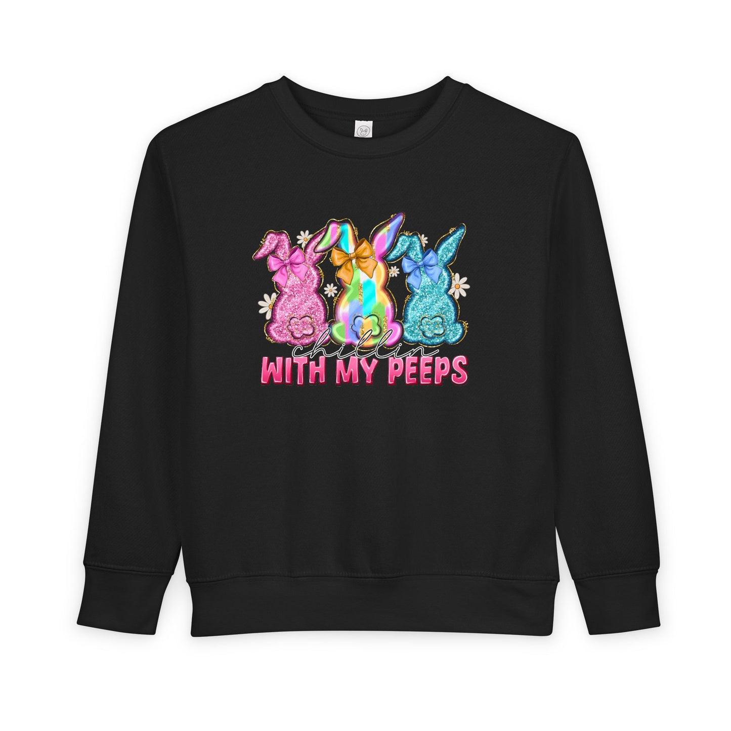 Toddler Sweatshirt - "With My Peeps" Colorful Easter Bunny Crewneck