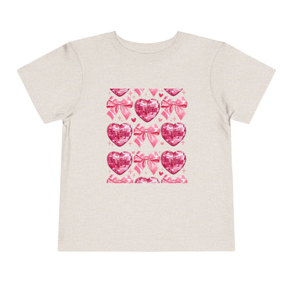 Toddler Tee - Pink Heart & Bow Pattern Valentine Shirt