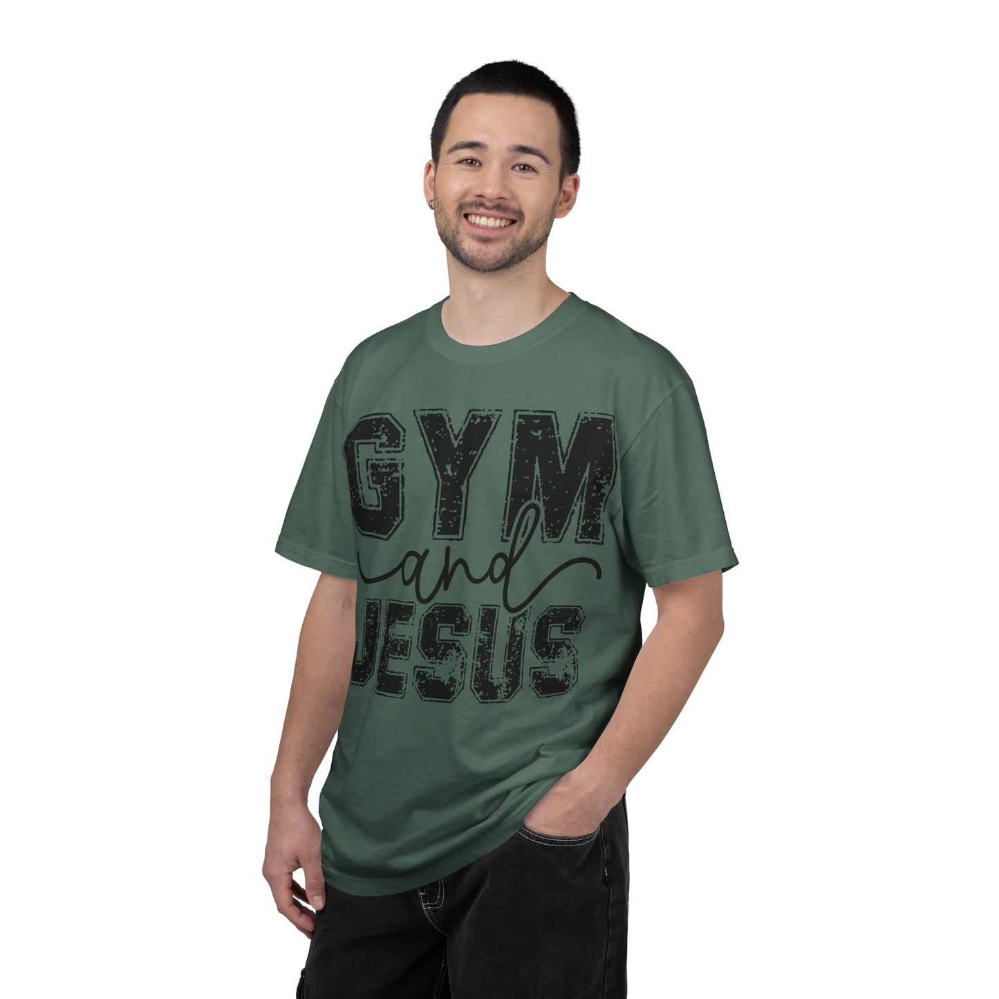 Gym and Jesus T-Shirt – Faith & Fitness Graphic Tee- COMFORT COLORS