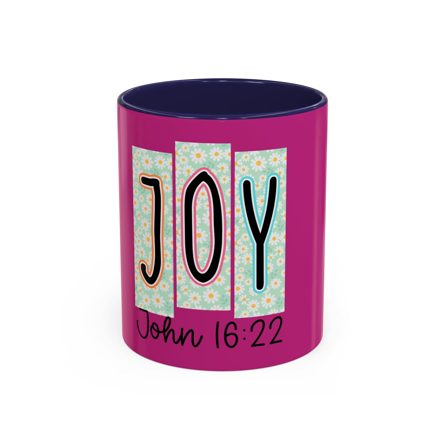Joy John 16:22 Accent Coffee Mug — Christian Inspirational Ceramic Mug