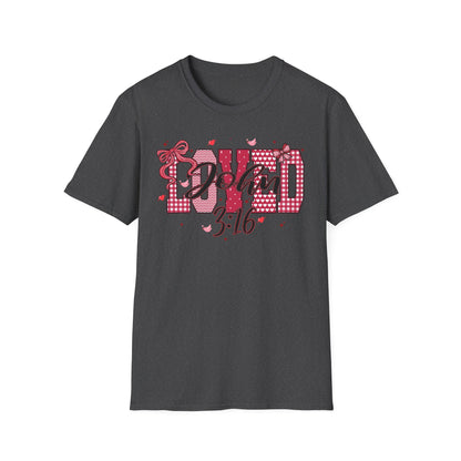 David 3:16 T-Shirt — Christian Faith Graphic Tee (Pink Plaid & Script)