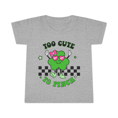 Toddler T-shirt — "Too Cute to Pinch" St. Patrick's Day Shamrock Tee