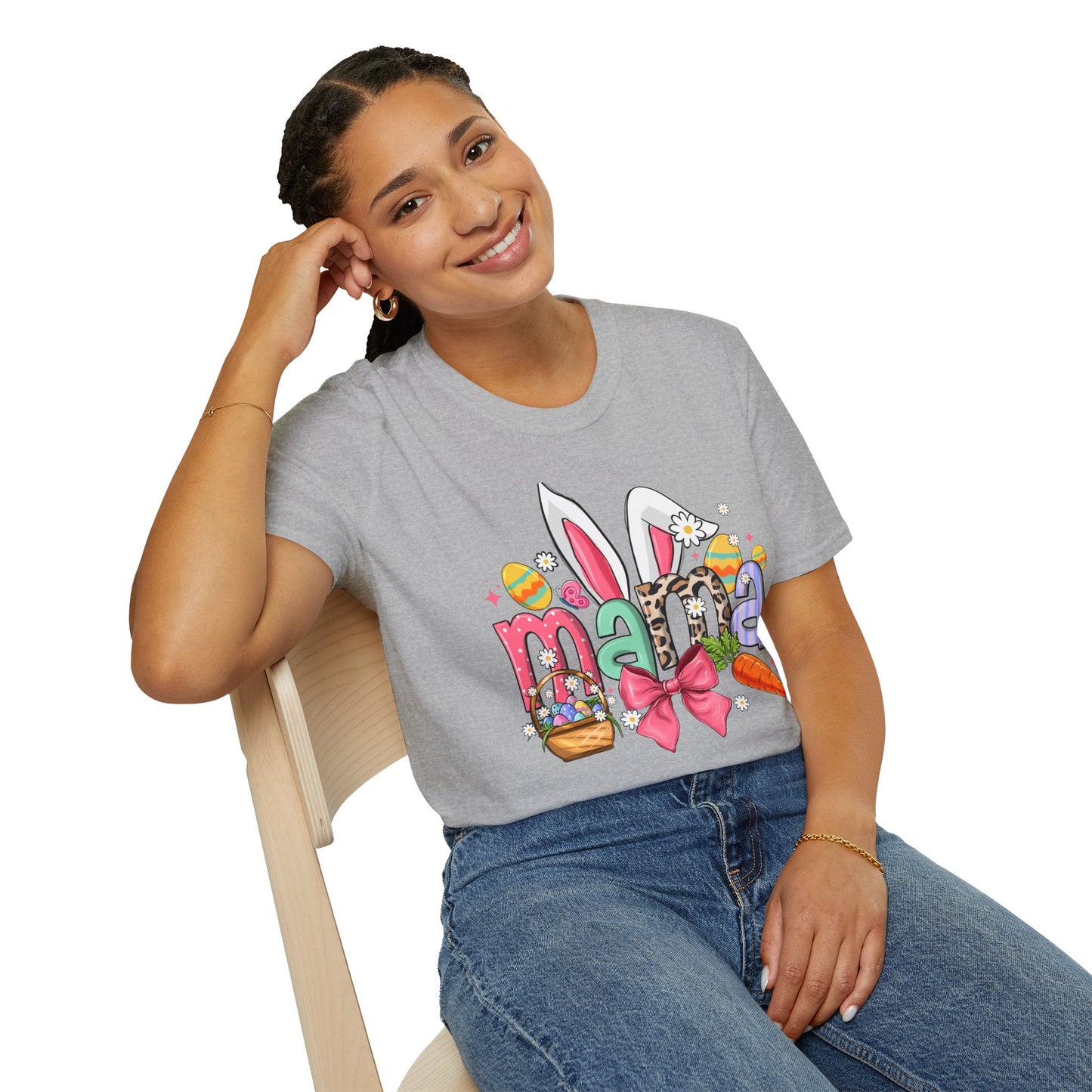 Mama Easter Bunny T-Shirt — Cute Spring Mom Tee with Bunny Ears & Eggs