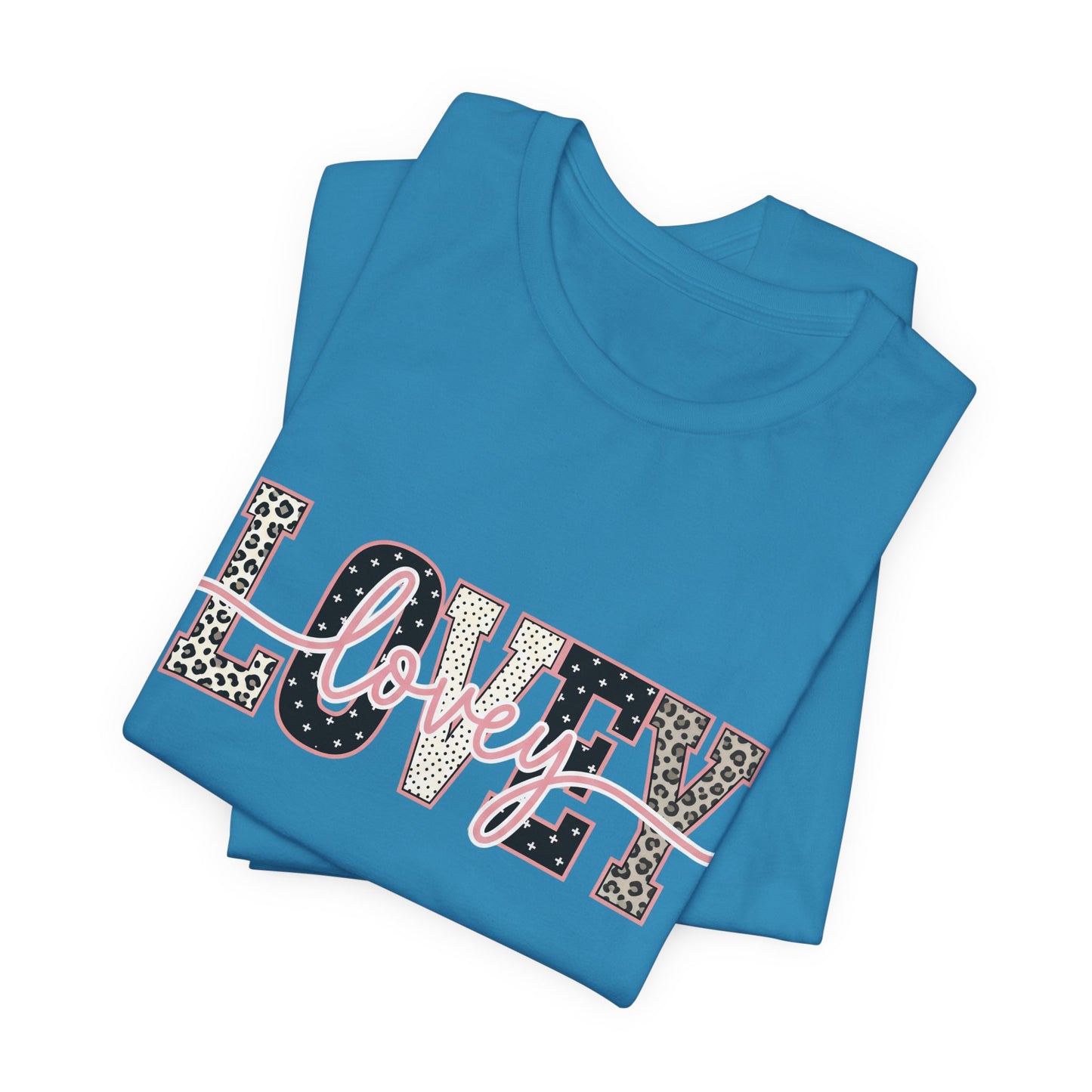 Lovey Mom T-Shirt — 'Lovely' Script Over 'MOM' Leopard Print Tee
