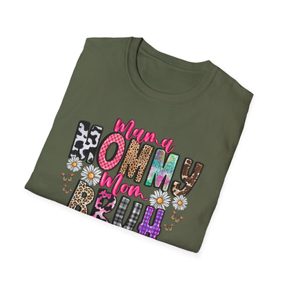 Mommy Brűh Graphic T-Shirt — Colorful Leopard & Floral Mom Shirt