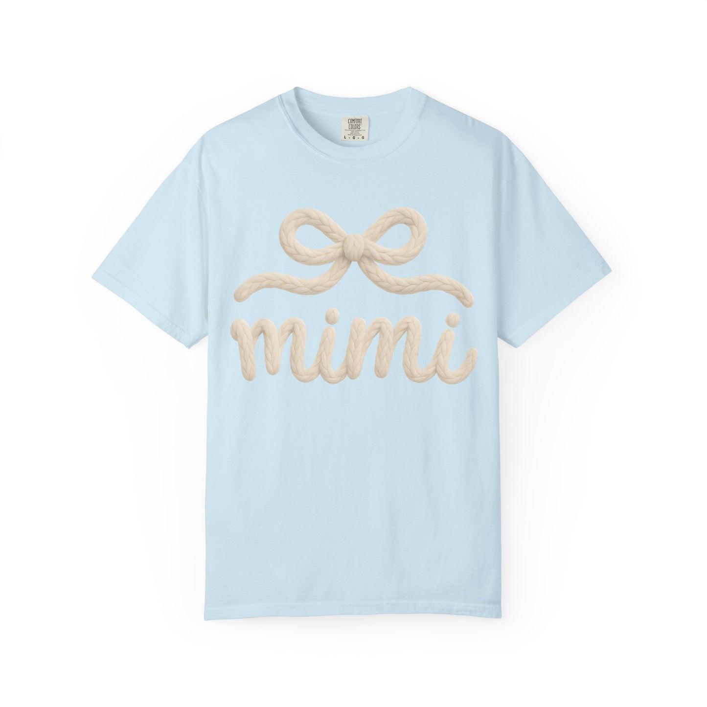 Mimi Bow Script T-Shirt — Soft Cream Knit Lettering Gift Tee