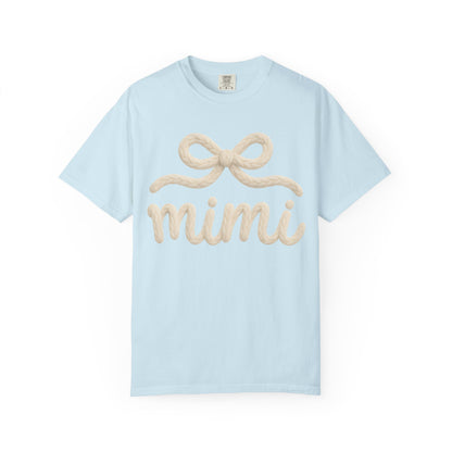 Mimi Bow Script T-Shirt — Soft Cream Knit Lettering Gift Tee