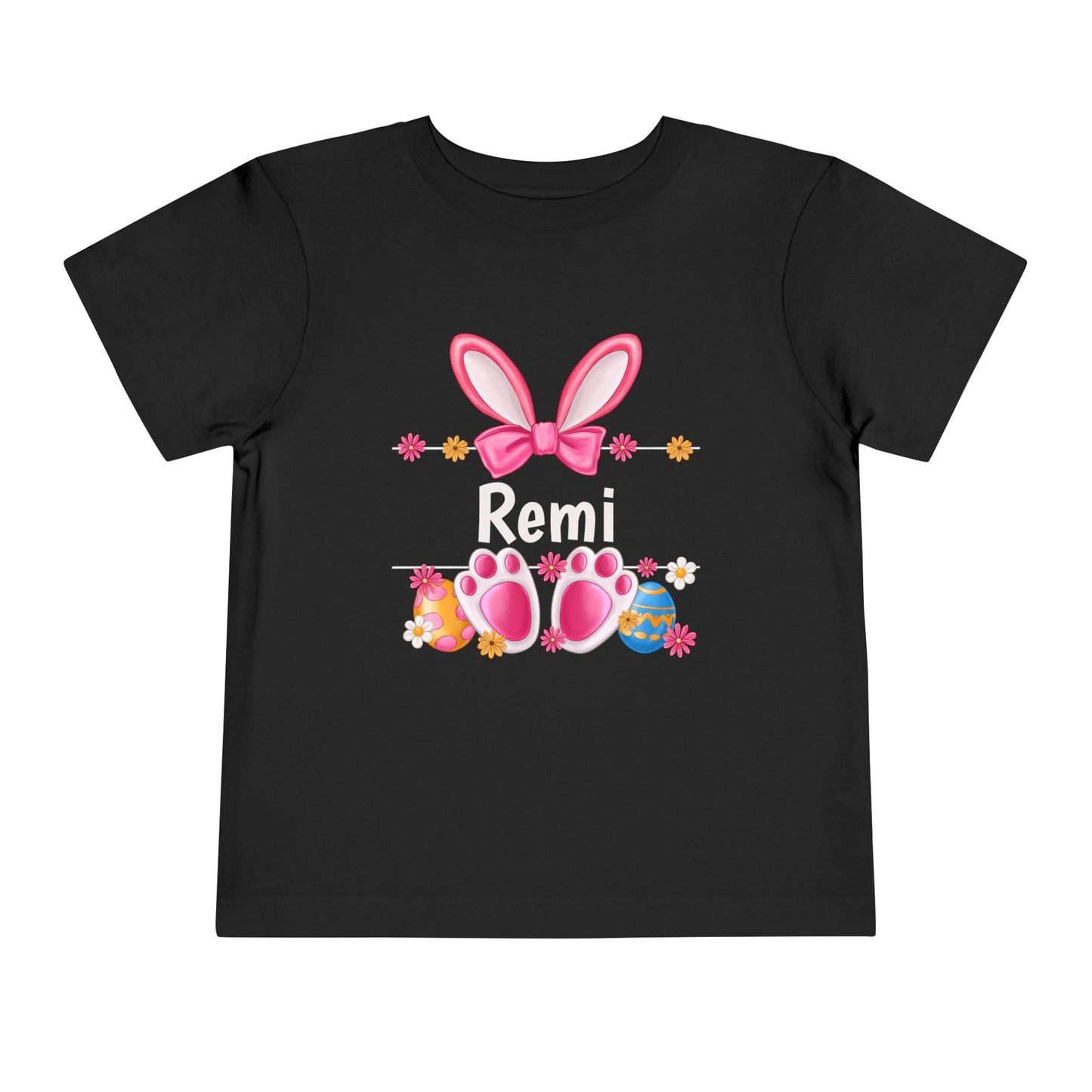 Easter Bunny Toddler Tee — Personalized Pink Bunny Ears & Paw Print Shirt