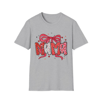 Mama Heart Graphic T-Shirt — Cute Floral ‘MAMA’ Design with Ribbon (Mother’s Day Gift)