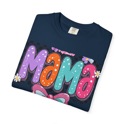 Mama Graphic T-Shirt — Colorful Retro Bow Design- COMFORT COLORS