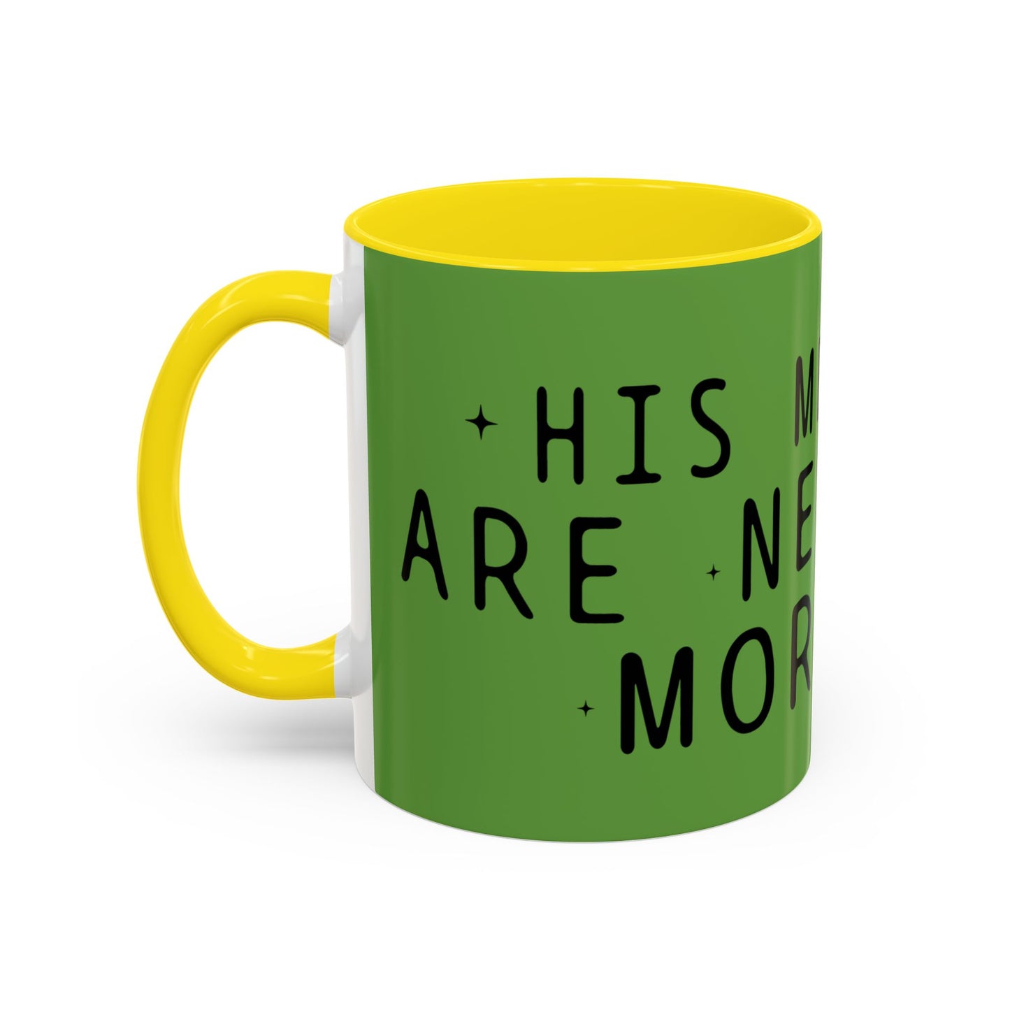 Green Accent Coffee Mug — "New Mercies Every Morning" Inspirational Tea & Coffee Cup