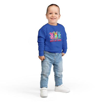 Toddler Sweatshirt - "With My Peeps" Colorful Easter Bunny Crewneck