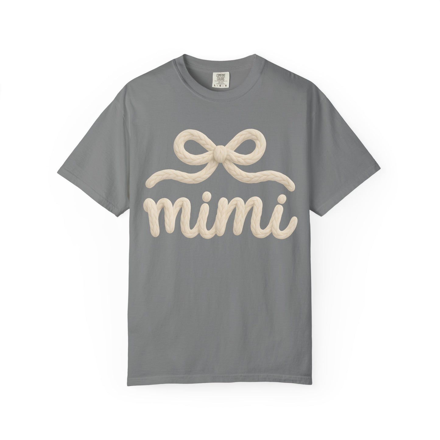Mimi Bow Script T-Shirt — Soft Cream Knit Lettering Gift Tee