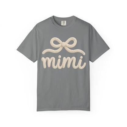Mimi Bow Script T-Shirt — Soft Cream Knit Lettering Gift Tee