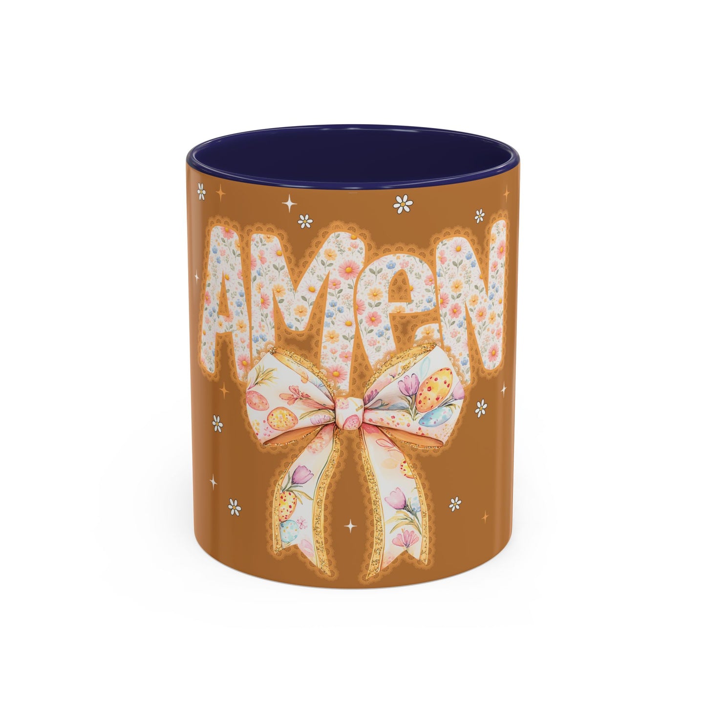 Accent Mug — 'Amen' Floral Bow Coffee Mug (11/15oz) — Faith-Inspired Gift