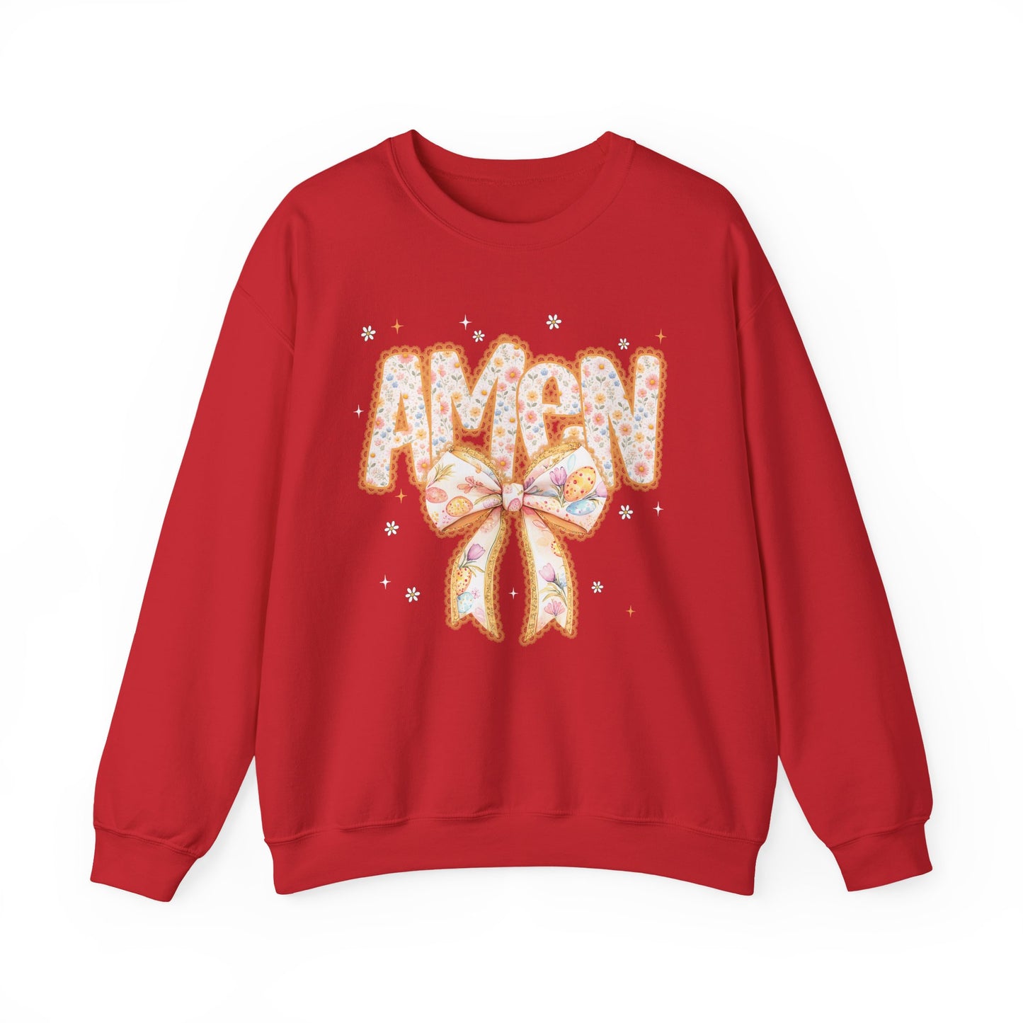 Crewneck Sweatshirt — 'AMAW' Pastel Bow Glitter Graphic