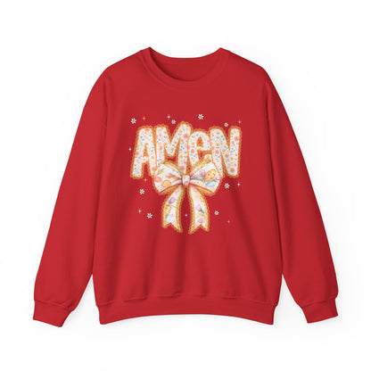 Crewneck Sweatshirt — 'AMAW' Pastel Bow Glitter Graphic